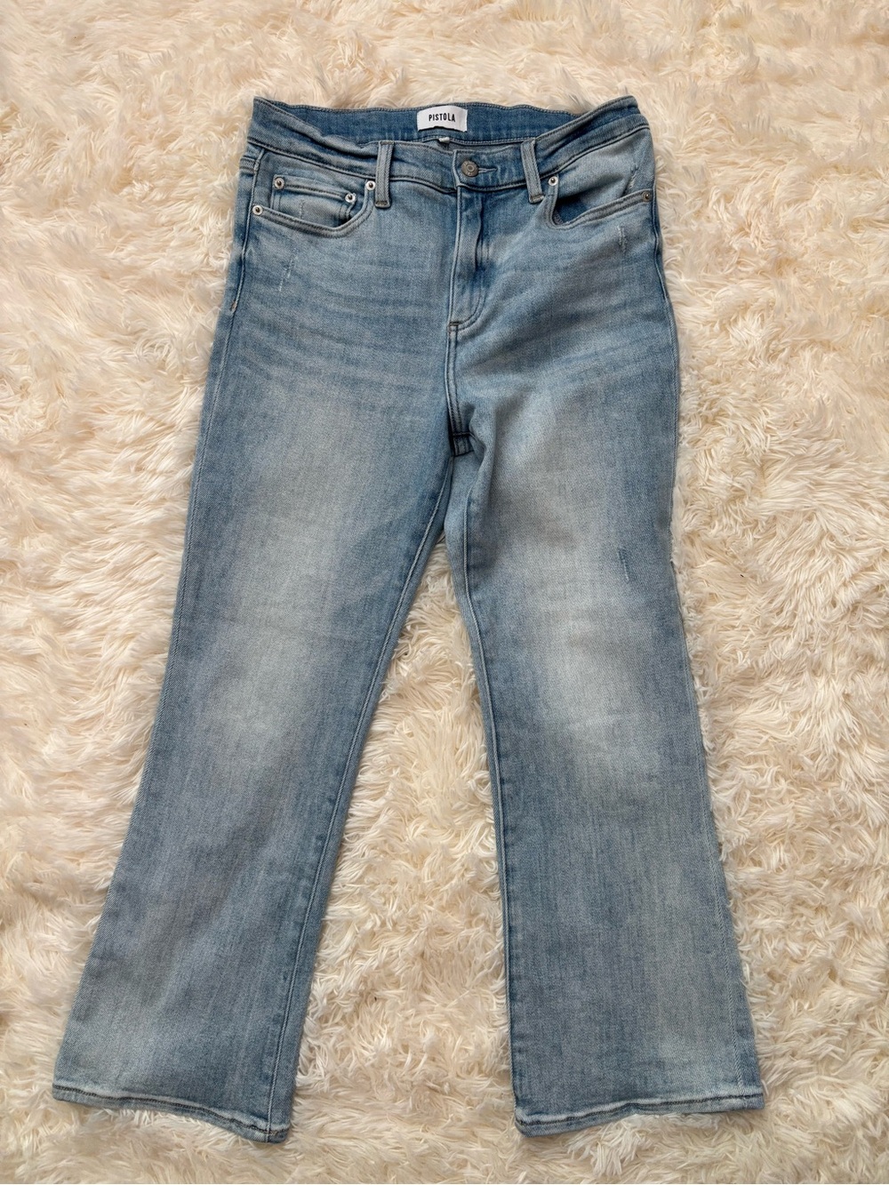 Pistola Lennon High Rise Crop Bootcut Jeans Light Wash Stretch Womens 28